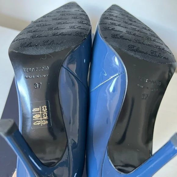 Fabiani Patent Leather Navy Pumps EU 37 US 6.5, 3,5in Like New - Picture 4 of 6